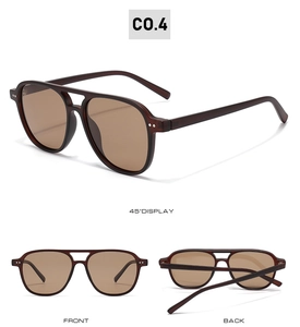 Vues multiples de lunettes de soleil aviateur TR90 polarisées avec monture et verres bruns