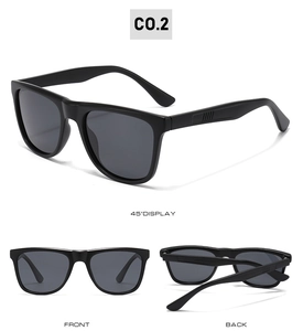 Lunettes de soleil polarisées classiques TR noires avec verres gris foncé pour le sport