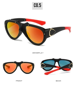 Multi-angle view of vintage butterfly sunglasses with black frames and gold accents