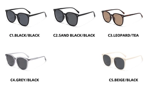 Detailed overview of five color variations for TR90 oval polarized sunglasses