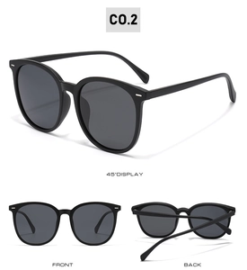 Three views of TR90 oval polarized sunglasses showing front, back, and 45-degree angle