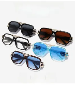 Modern retro oversized aviator sunglasses in multiple colors with metal double bridge frames