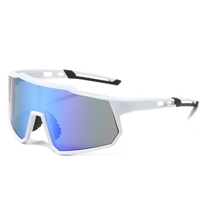 Lunettes de cyclisme avec monture blanche et verres dégradés bleu-violet