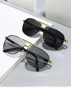 Détails des lunettes de soleil polarisantes 2024 en métal avec double pont et verres dégradés