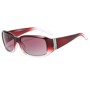 Lunettes de soleil polarisées ovales dégradé rouge avec strass pour femmes