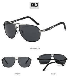 Lunettes de soleil aviateur polarisées pour hommes avec monture en métal argenté