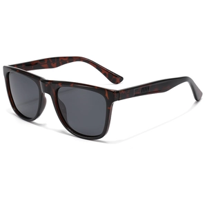 Lunettes de soleil polarisées carrées en écaille classique avec verres gris foncé