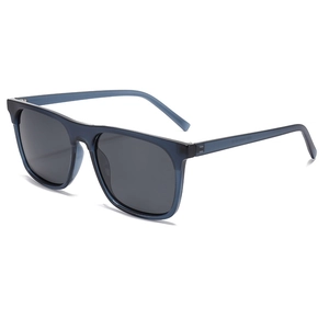 Lunettes de soleil carrées TR classiques avec monture bleue translucide et verres polarisés