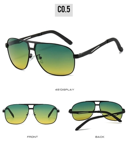 Lunettes de soleil aviateur polarisées avec monture en métal noir mat et verres dégradés