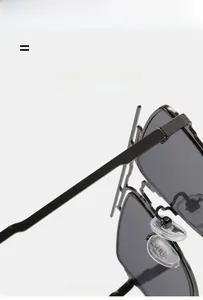 Detail view of lightweight metal frame sunglasses with anti-slip silicone nose pads