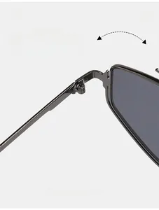 Macro detail of the durable metal hinge on these stylish double-bridge sunglasses