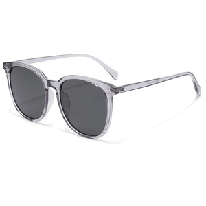 Polarized TR90 oval oversized sunglasses in translucent grey with UV protection