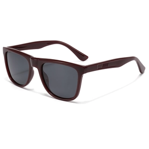 Lunettes de soleil polarisées TR rouge bordeaux avec monture carrée et détails rayés