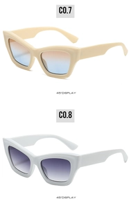 45-degree view of cat eye sunglasses in milk tea and white frames with gradient lenses