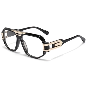 Retro aviator style sunglasses with black and gold frame for men and women street style