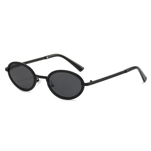 Oval Sunglasses Retro Vintage Metal Frame Textured UV400 Protection Unisex Fashion Eyewear Punk Style Lightweight