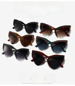 Close-up of cat-eye sunglasses with textured scale details and dark gradient lenses