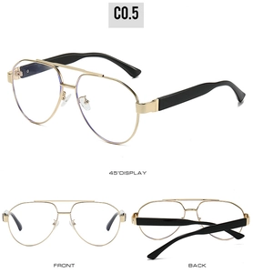 Front and back detail of vintage metal aviator sunglasses with gold double bridge frames