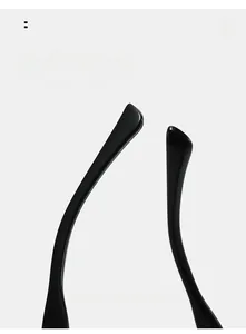 Close-up of curved glossy black temple legs on metal aviator sunglasses for comfort