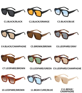 Square oversized sunglasses available in 12 assorted frame colors and tinted lenses