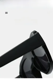 Detailed close-up of premium black square frame sunglasses hinges with high elasticity