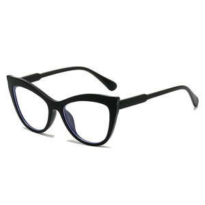 Classic black cat-eye glasses frame with stylish full-rim design for women shown in 45-degree angle