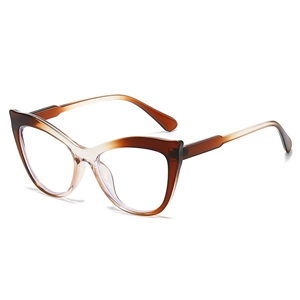 Fashionable brown cat eye blue light blocking glasses frames for women