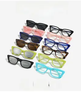 Collection of colorful small frame cat-eye folding sunglasses in various vibrant colors