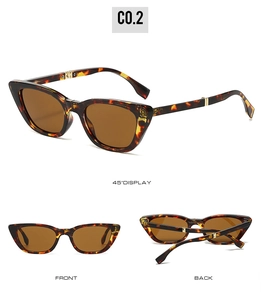 Foldable cat eye tortoise shell sunglasses with brown lenses and golden hinges