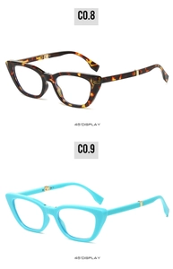 Detailed 45-degree side view of foldable cat-eye sunglasses in tortoiseshell and blue