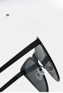 Detail of lightweight super elastic black frame sunglasses with silicone nose pads