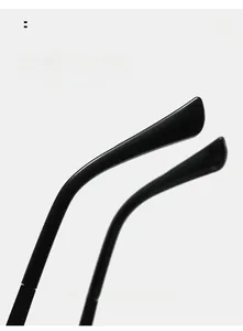 Detail showing curved mirror legs with arc design for comfortable wear on sunglasses