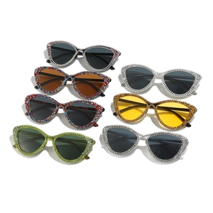 Collection of lightweight cat-eye sunglasses with rhinestone frames in multiple colors