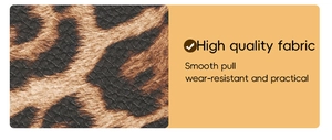 Close-up of leopard print fabric detail showing wear-resistant and high-quality texture