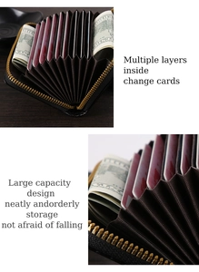 Detail showing the internal multi-slot accordion design of the black straw pattern wallet