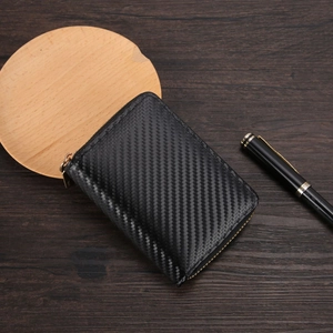 Carbon Fiber Pattern Card Holder Zipper Accordion Wallet Multi Slot Business Credit Card Case For Men Women