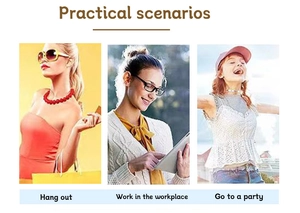 Visual guide showcasing jewelry styling for casual, office, and party fashion scenes