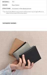 Slim PU leather bifold wallets in four colors showing woven texture and ultra-thin profile