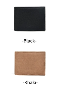 Short bifold wallets in black and khaki colors with durable woven texture and mesh pattern