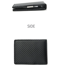 Carbon fiber men wallet with bifold design showing side and front view perspective