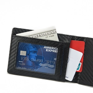 Men's bifold carbon fiber wallet with 360 rotation and multi-card slots for bills