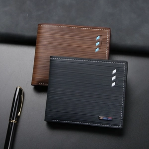 Portafoglio Uomo Bifold Corto Pelle PU Minimalista Business Borsellino Con Tasca Zip Scomparti Per Carte