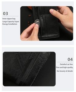 Detailed view of large capacity coin pocket zipper and precision stitching on men leather wallet