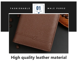 Close-up of brown litchi grain leather men's long wallet with refined business texture