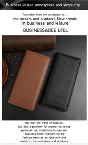 Detailed view of classic black and brown long wallets with premium lychee grain leather