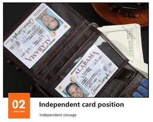 Details zur dunkelbraunen Lederbrieftasche mit Kartenfächern und ID-Fenstern