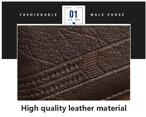 Macro view of dark brown litchi pattern leather and embossed line details on male purse