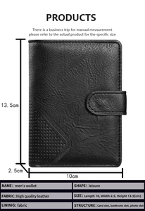 Detailed view of black men's leather wallet interior showing card slots and compartments