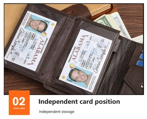 Macro shot of brown leather wallet interior showing multiple card slots and clear ID window