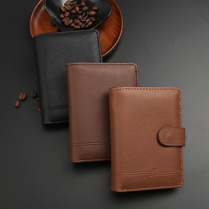 Business Saffiano leather passport wallet set in black and brown colors for men